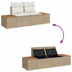 Gartensofa-set mit Kissen 6 pcs Beige und Creme Poly Rattan
