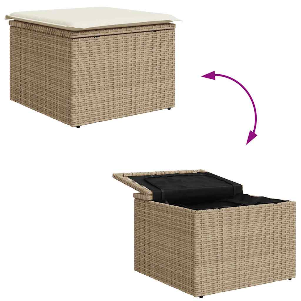 Gartensofa-set mit Kissen 6 pcs Beige und Creme Poly Rattan