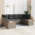 Gartensofa-set mit Kissen mit Speicher 6 pcs Grau Polyrattan