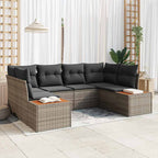 Gartensofa-set mit Kissen mit Speicher 6 pcs Grau Polyrattan