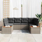 Gartensofa-set mit Kissen mit Speicher 6 pcs Grau Polyrattan