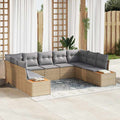 Gartensofa-set mit Kissen 5 pcs Beige und Hellgrau Polyrattan