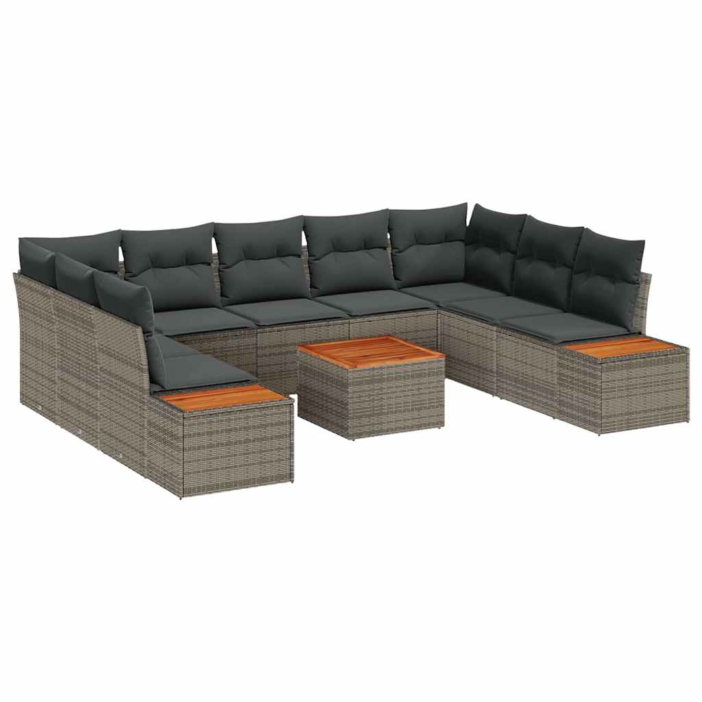 Gartensofa-set mit Kissen mit Speicher 5 pcs Grau Polyrattan