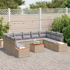 Gartensofa-set mit Kissen 5 pcs Beige und Hellgrau Polyrattan
