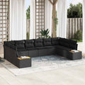 Gartensofa-set mit Kissen 10 pcs Schwarz Polyrattan