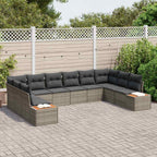 Gartensofa-set mit Kissen mit Speicher 10 pcs Grau Polyrattan