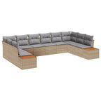 Gartensofa-set mit Kissen 10 pcs Beige und Hellgrau Polyrattan