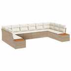 Gartensofa-set mit Kissen 10 pcs Beige und Creme Polyrattan