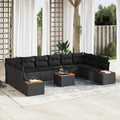 Gartensofa-set mit Kissen 10 pcs Schwarz Polyrattan