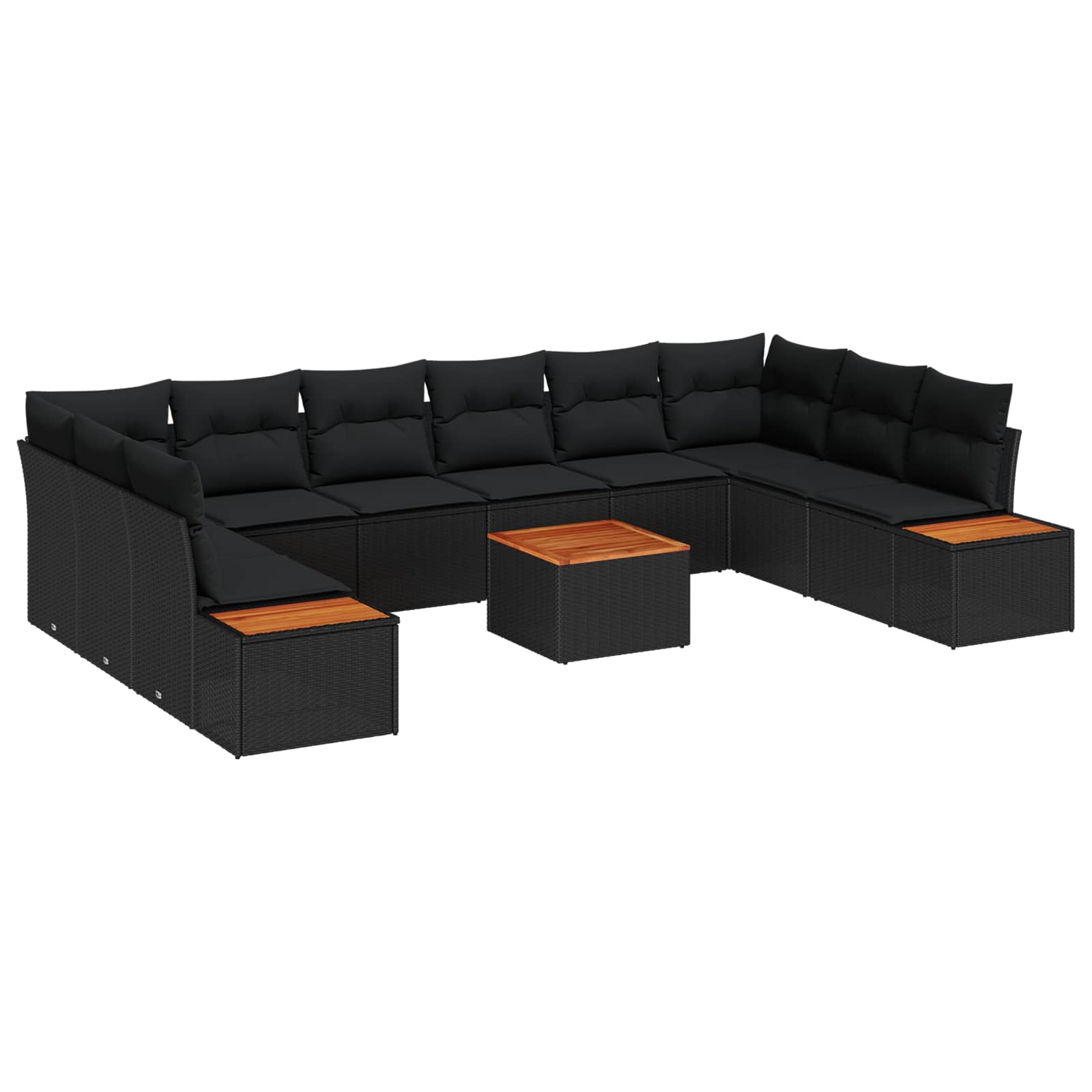 Gartensofa-set mit Kissen 10 pcs Schwarz Polyrattan