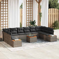 Gartensofa-set mit Kissen mit Speicher 10 pcs Grau Polyrattan