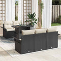 Gartensofa-set mit Kissen 6 pcs Schwarz Poly Rattan