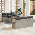Gartensofa-set mit Kissen 7 pcs Hellgrau Poly Rattan