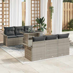 Gartensofa-set mit Kissen 7 pcs Hellgrau Poly Rattan
