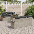 Gartensofa-set mit Kissen 7 pcs Hellgrau Poly Rattan
