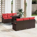 Gartensofa-set mit Kissen mit Speicher 7 pcs Braun Poly Rattan