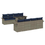 Gartensofa-set mit Kissen mit Speicher 9 pcs Grau Poly Rattan