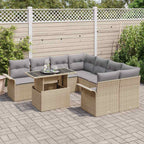 Gartensofa-set mit Kissen mit Speicher 9 pcs Beige Poly Rattan