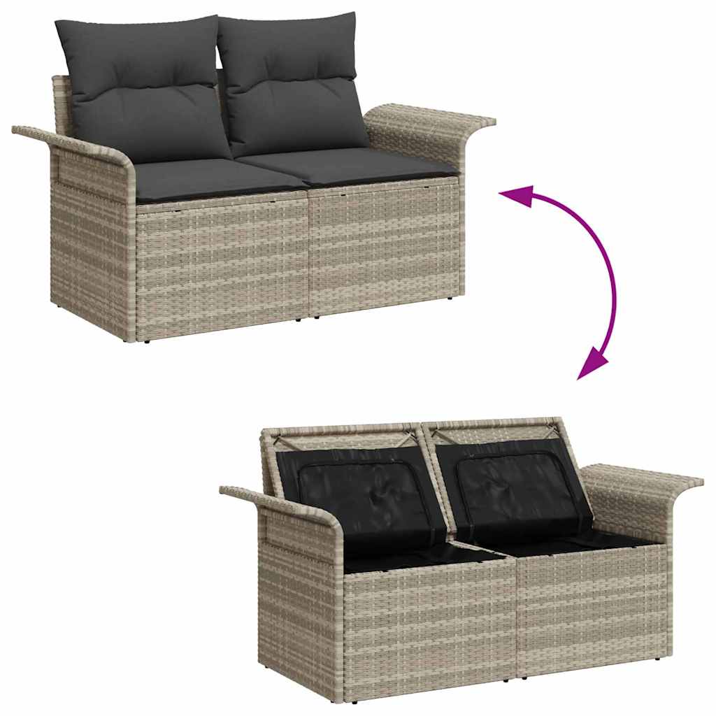 Garten-Sofa-Set mit Kissen 6 pcs Hellgrau Poly Rattan