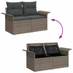 Garten-Sofa-Set mit Kissen mit Speicher 5 pcs Grau Poly Rattan