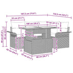 Garten-Sofa-Set mit Kissen mit Speicher 5 pcs Grau Poly Rattan
