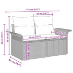 Garten-Sofa-Set mit Kissen mit Speicher 5 pcs Grau Poly Rattan