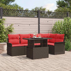 Gartensofa-set mit Kissen mit Speicher 6 pcs Braun Poly Rattan