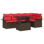 Gartensofa-set mit Kissen mit Speicher 6 pcs Braun Poly Rattan