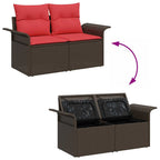 Gartensofa-set mit Kissen mit Speicher 6 pcs Braun Poly Rattan