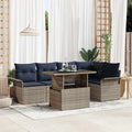 Gartensofa-set mit Kissen mit Speicher 6 pcs Grau Poly Rattan
