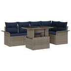 Gartensofa-set mit Kissen mit Speicher 6 pcs Grau Poly Rattan