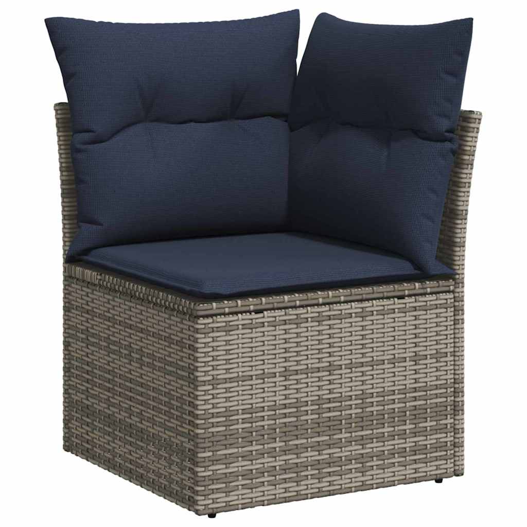 Gartensofa-set mit Kissen mit Speicher 6 pcs Grau Poly Rattan