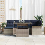 Gartensofa-set mit Kissen mit Speicher 7 pcs Grau Poly Rattan