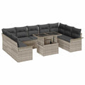 Gartensofa-set mit Kissen 10 pcs Hellgrau Poly Rattan