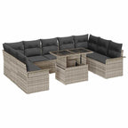 Gartensofa-set mit Kissen 10 pcs Hellgrau Poly Rattan