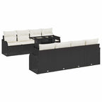 Gartensofa-set mit Kissen mit Kissen 9 pcs Schwarz Poly Rattan