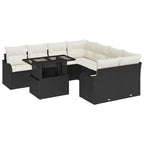 Gartensofa-set mit Kissen mit Kissen 9 pcs Schwarz Polyrattan