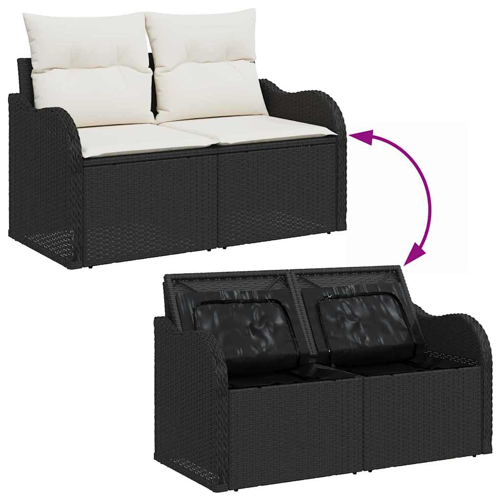Gartensofa-set mit Kissen mit Kissen 9 pcs Schwarz Polyrattan