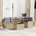 Gartensofa-set mit Kissen mit Kissen 6 pcs Beige Poly Rattan