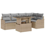 Gartensofa-set mit Kissen mit Kissen 6 pcs Beige Poly Rattan