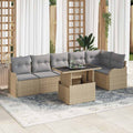 Gartensofa-set mit Kissen mit Kissen 7 pcs Beige Poly Rattan