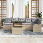 Gartensofa-set mit Kissen mit Kissen 7 pcs Beige Poly Rattan