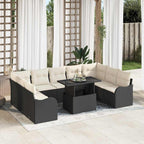 Gartensofa-set mit Kissen mit Kissen 10 pcs Schwarz Poly Rattan