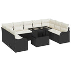 Gartensofa-set mit Kissen mit Kissen 10 pcs Schwarz Poly Rattan