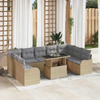 Gartensofa-set mit Kissen mit Kissen 10 pcs Beige Poly Rattan