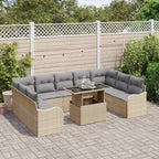 Gartensofa-set mit Kissen mit Kissen 10 pcs Beige Poly Rattan