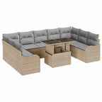 Gartensofa-set mit Kissen mit Kissen 10 pcs Beige Poly Rattan