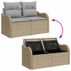 Gartensofa-set mit Kissen mit Kissen 10 pcs Beige Poly Rattan