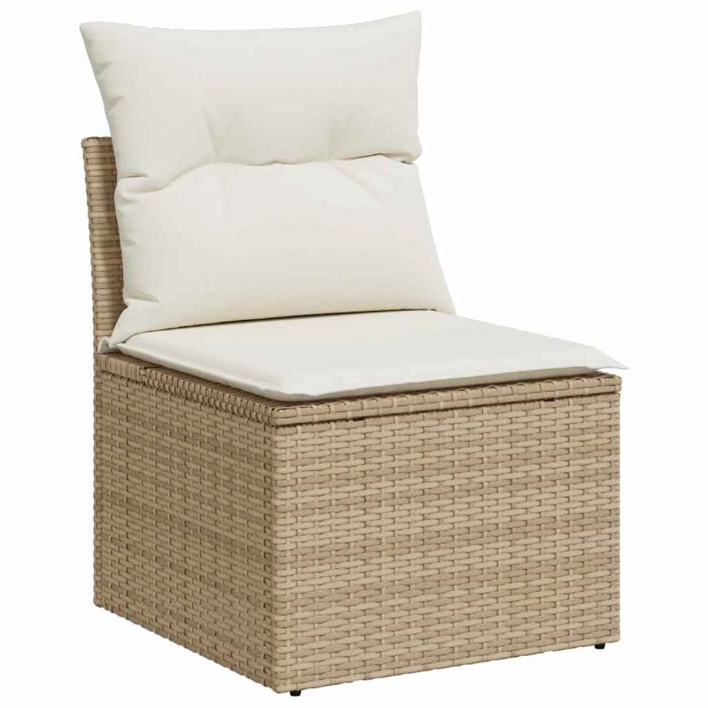 Gartensofa-set mit Kissen mit Kissen 11 pcs Beige Poly Rattan