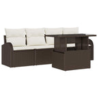 Garten-Sofa-Set mit Kissen mit Kissen 5 pcs Braun Poly Rattan